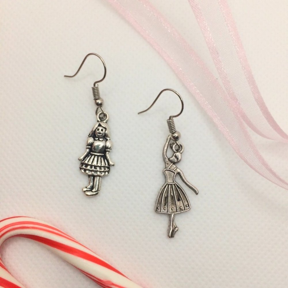 Holiday Ballerina and Doll Charm Earrings